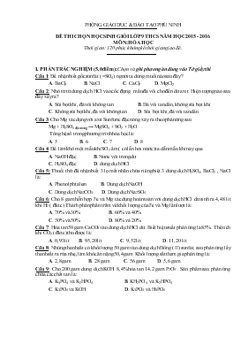 Đê 1 thi chon hoc sinh gioi lơp 9 THCS năm hoc 2015 - 2016 môn Hóa hoc thơi gian 120 phut, không kê thơi gian giao đê